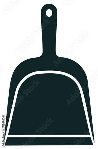 Simple black dustpan silhouette icon for cleaning and housework