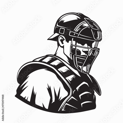 Baseball Catcher Position Vector Graphic Design on white background