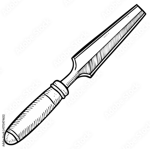 Chisel Tool Hand Drawn Illustration for Carpentry and Woodworking Projects
