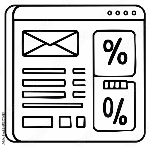 Doodle web page illustration showing email newsletter sign up form and percentage discount offers