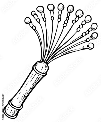 Traditional Head Scratcher Scalp Massager Tool for Relaxation Line Art Drawing
