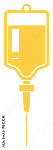 Isolated Gold Intravenous Drip Bag, Clinical Treatment Symbol on White