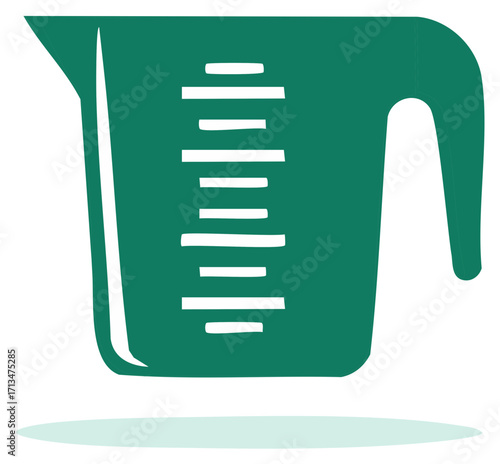 Green Measuring Cup with White Graduations and Handle