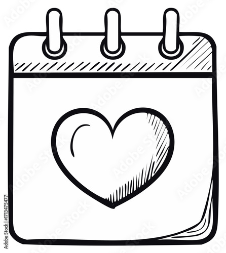 Hand drawn calendar with a heart symbol marking a special date