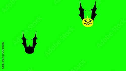 Batman Flying on Halloween Night on green screen , 