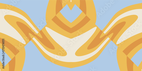 A gentle flowing organic pattern with warm golden hues on a soft sky blue background.