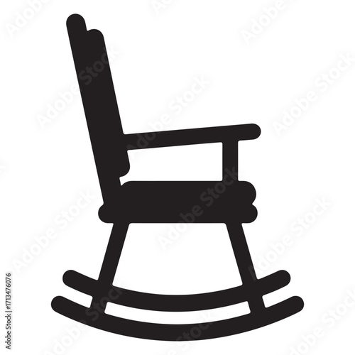 Rocking Chair Silhouette Simple Illustration Design Element Classic Furniture Piece for Relaxation and Comfort Icon Vector Isolated