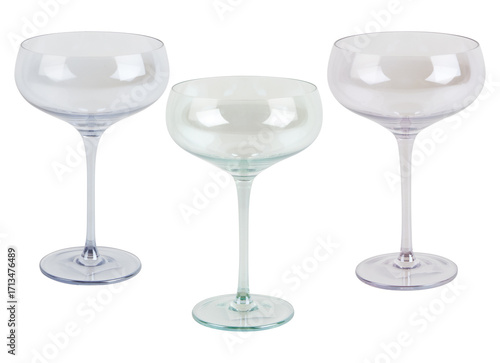 Empty wine glass cut out isolated transparent background