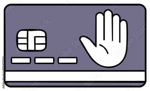 Credit Card with Hand Icon, Reject Payments, Declined Transaction, Financial Security Concept
