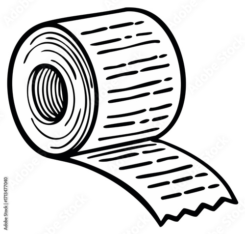 Doodle Style Toilet Paper Roll Black and White Design for Hygiene Concepts