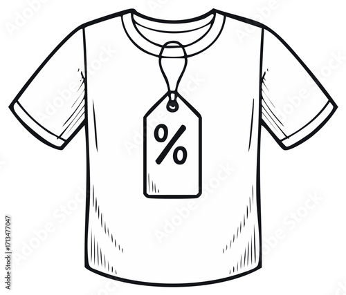 T-shirt with Percentage Tag Line Art Sale Concept Retail Shop Offer Discount