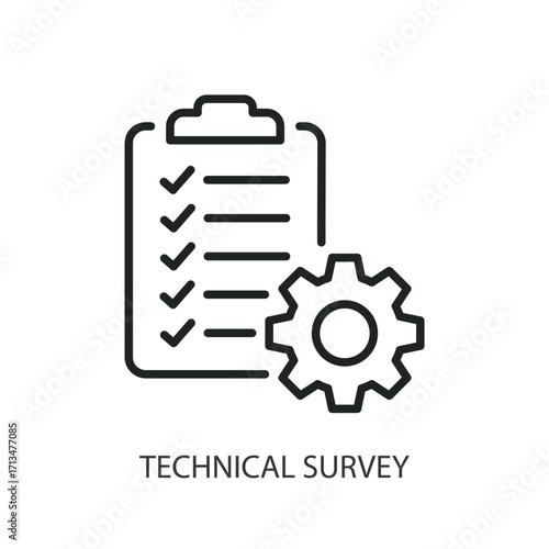 Technical survey thin line vector icons.