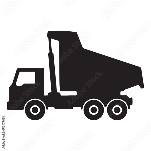 Silhouette of a Dump Truck Ready to Transport Materials with Heavy Duty Design for Construction and Engineering Projects