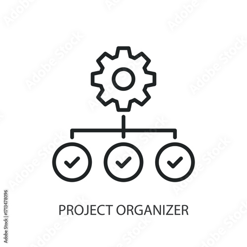 Project organizer thin line vector icons.
