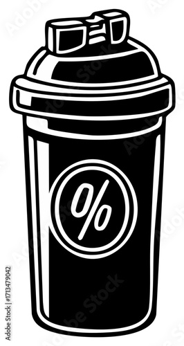 Black and white illustration of a shaker bottle with a percentage symbol