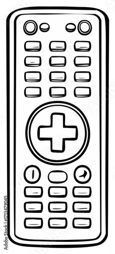 Outline of Remote Controller with Round and Square Buttons for TV or Other Electronic Devices