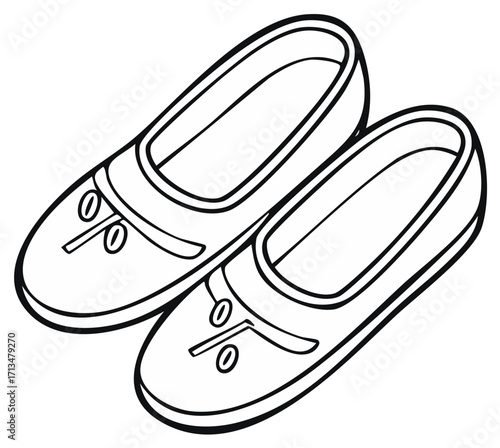 Pair of Outline Ballet Flats with Decorative Bows