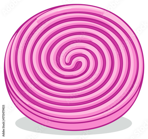Colorful Swirl Lollipop Candy in Shades of Pink and Magenta Round Shape Confection for Sweet Treats and Childhood Memories