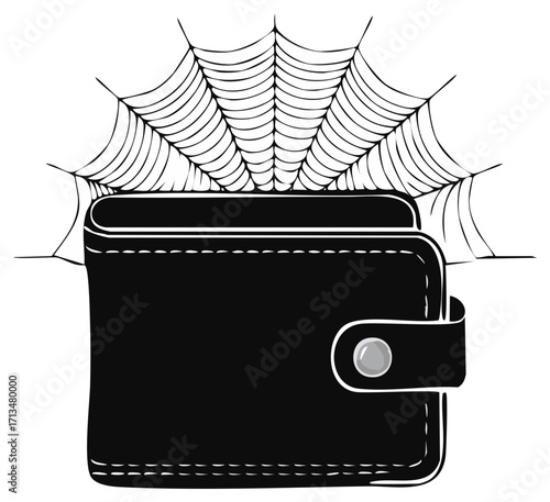 Black wallet with spider web graphic design element