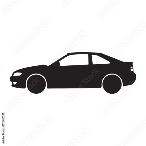 Sleek Black Car Silhouette Graphic for Automotive Design and Modern Transportation Projects with Clean Lines and Elegant Form Ideal for Logos and Icons
