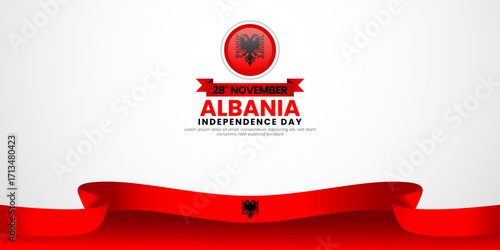 Albania independence day banner background 28 november design element with waving ribbon flag