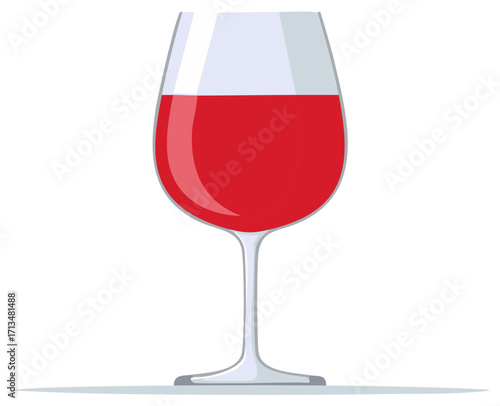 A simple flat vector illustration of a glass of red wine. Classic beverage icon for celebration bar or restaurant menu.