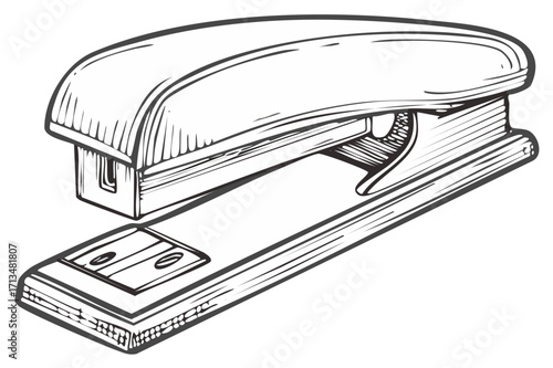 Classic office stapler hand drawn sketch illustration in a vintage engraving style
