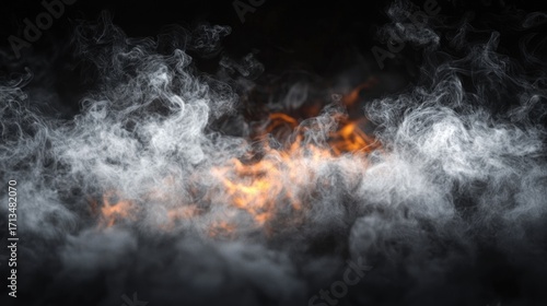 A fiery inferno with dense smoke and flames engulfing the scene.