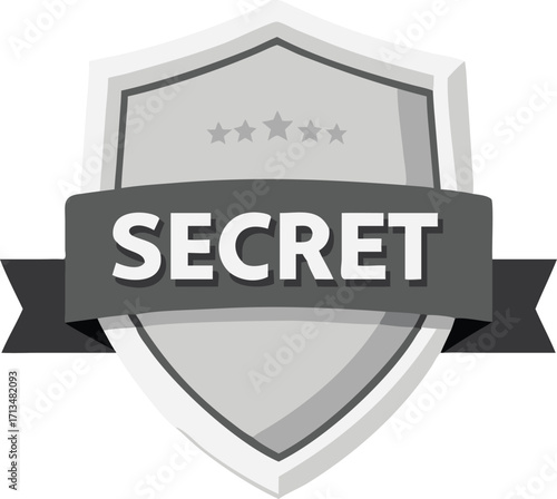 Secret badge emblem shield icon symbol with classified information label for confidential data vector