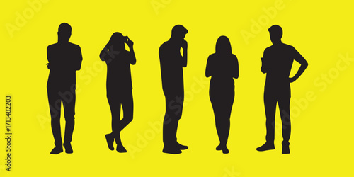 Silhouettes of diverse people standing