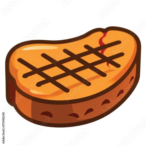 Cartoon illustration of a grilled steak.