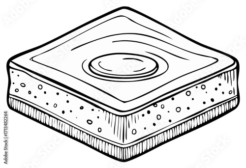 Hand Drawn illustration of a Pakhlava, sweet pastry with nuts, a popular dish in Azerbaijan