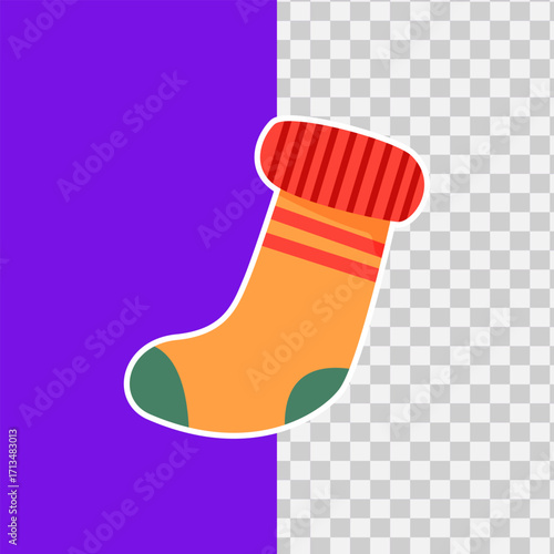 Festive Sock Illustration A Cheerful Christmas Decoration with a Transparent Background