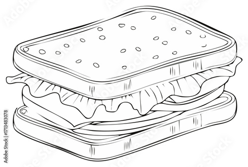 Simple Sandwich Illustration for Coloring Concept