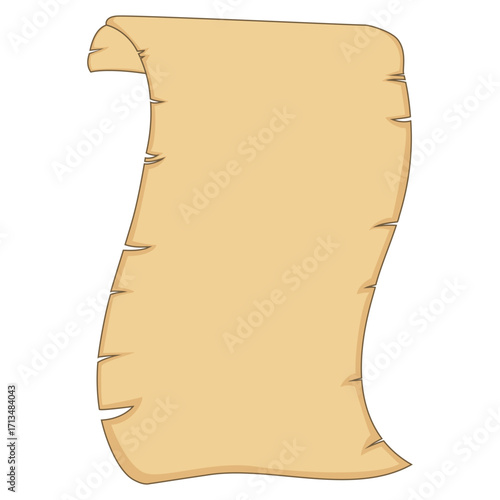 Cartoon Illustration of a Blank Scroll