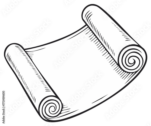 Blank Scroll with Rolled Edges for Writing or Drawing on a Parchment Background