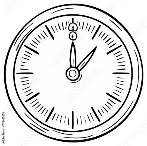 Simple sketch of a round analog clock showing one oclock