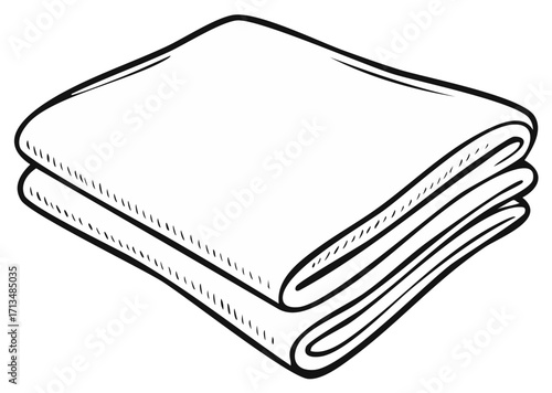 Line art drawing of folded towels or fabric isolated illustration