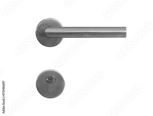 Foto Metal door handle lock or Lever door knob isolated on white background