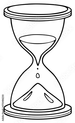 Hourglass with falling sand and drop of liquid symbolizing time flow