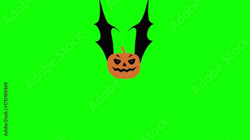 Batman Flying with Pumpkin for  Halloween night Green Screen