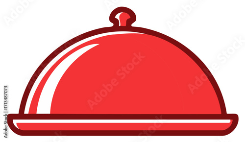 Red Dome Food Cloche Platter for Elegant Serving Service Delivery Presentation Dishware Dining Equipment Cutout