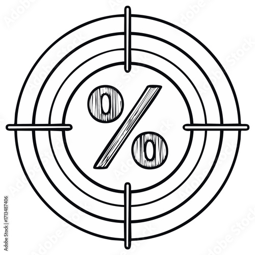 Target on Percentage Symbol as Marketing Goal, Discount Concept, Financial Goal Illustration