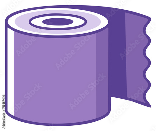 Purple tissue roll illustration for sanitation, hygiene, cleanliness, paper goods, and vector graphic projects