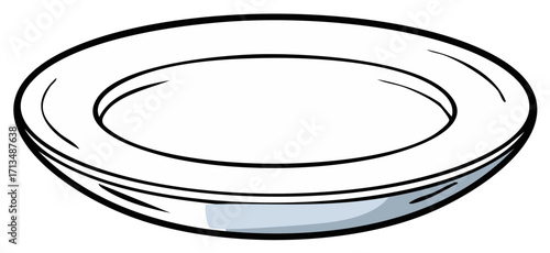 Simple clean white plate illustration with thick black outlines
