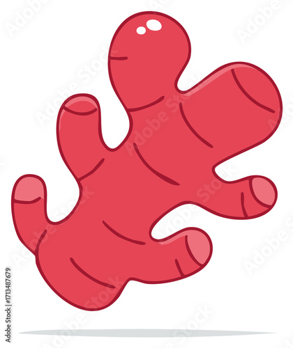 Cartoon illustration of red ginger root, a popular cooking ingredient.