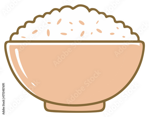 Bowl of Steamed White Rice Vector Illustration Delicious Asian Food Staple