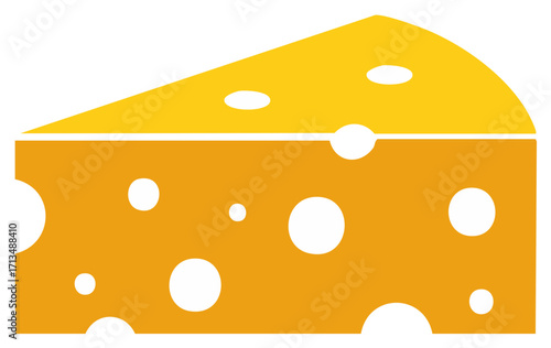 Cheese Slice Vector Icon: Hole Filled Edam Wedge, Gourmet Dairy Dessert Graphic for Menu, Packaging, or Restaurant