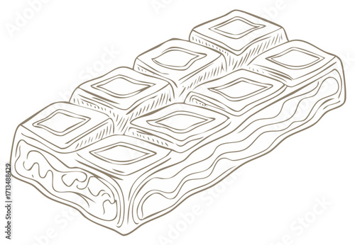 Chocolate Bar Line Art Illustration Vector Graphic Delicious Dessert Sweet Treat
