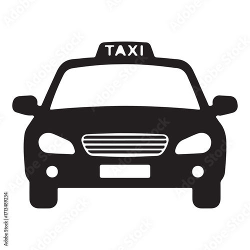 Taxi cab icon illustration black and white transportation concept for rideshare or public transport simple and clean vector graphic